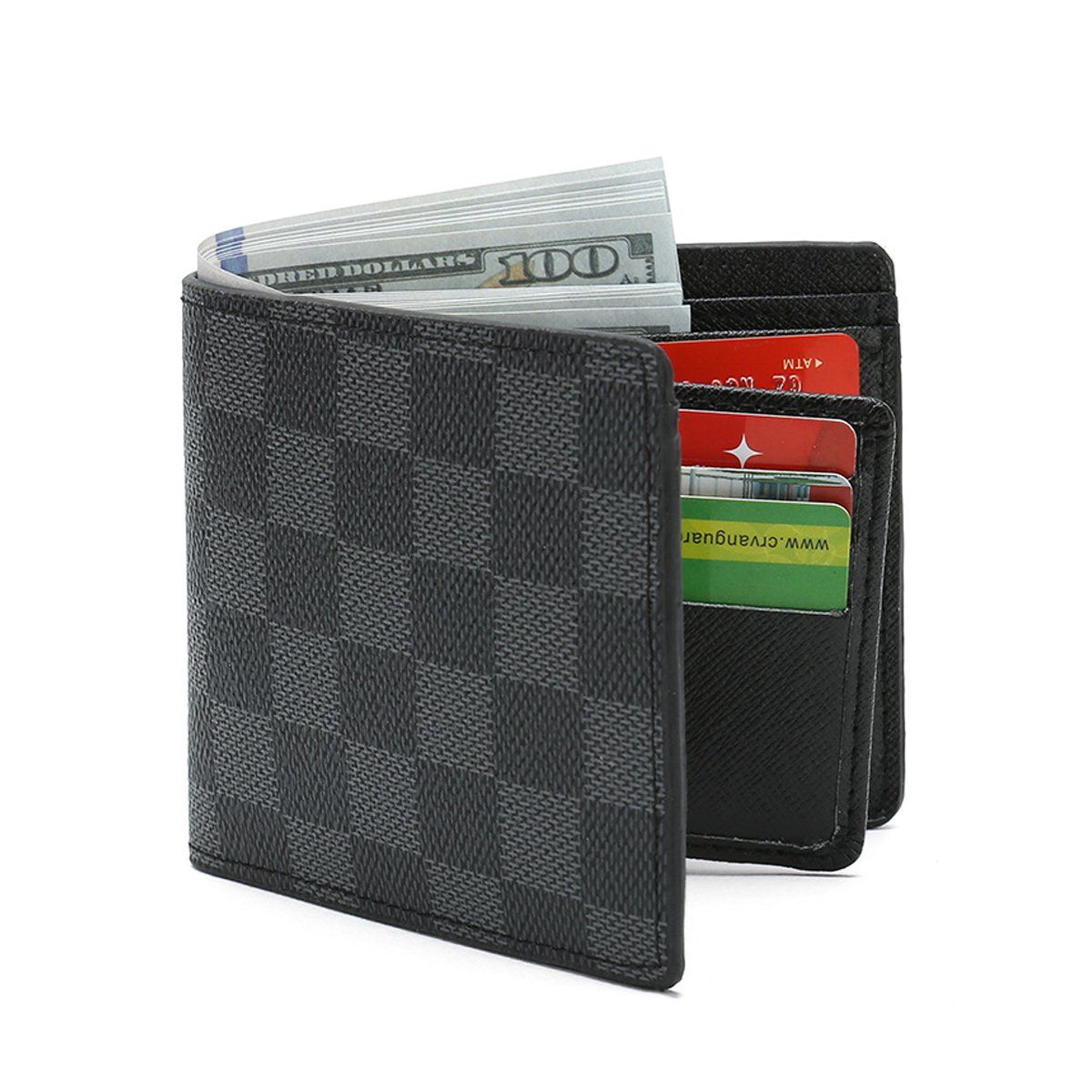 RICHPORTS Checkered Leather Wallets for Men with RFID Blocking - Bifold Stylish Slim Wallet Front... | Walmart (US)