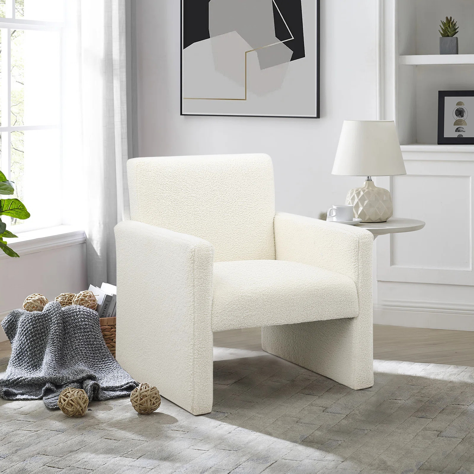 Janayra Upholstered 28" Wide Accent Arm Chair Sherpa Corduroy | Wayfair North America