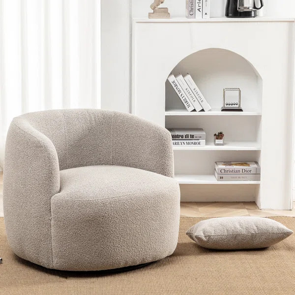 Carrena 34" Wide Boucle Upholstered Swivel Armchair | Wayfair North America