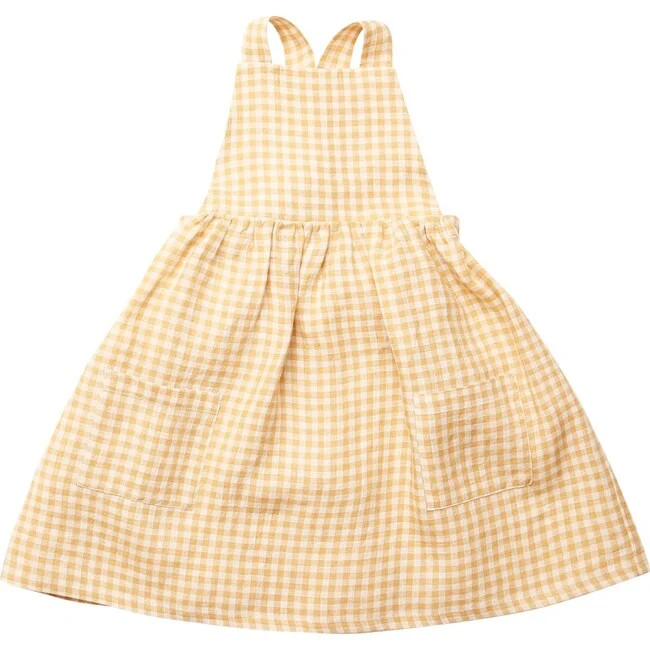 Nellie Quats | Conkers Pinafore, Hay Check Linen (Plaid, Size 5-6Y) | Maisonette | Maisonette
