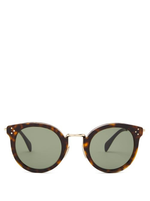Celine Eyewear - Round Tortoiseshell-acetate And Metal Sunglasses - Womens - Tortoiseshell | Matches (US)