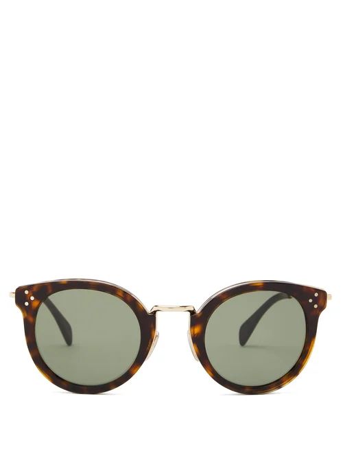 Celine Eyewear - Round Tortoiseshell-acetate And Metal Sunglasses - Womens - Tortoiseshell | Matches (US)