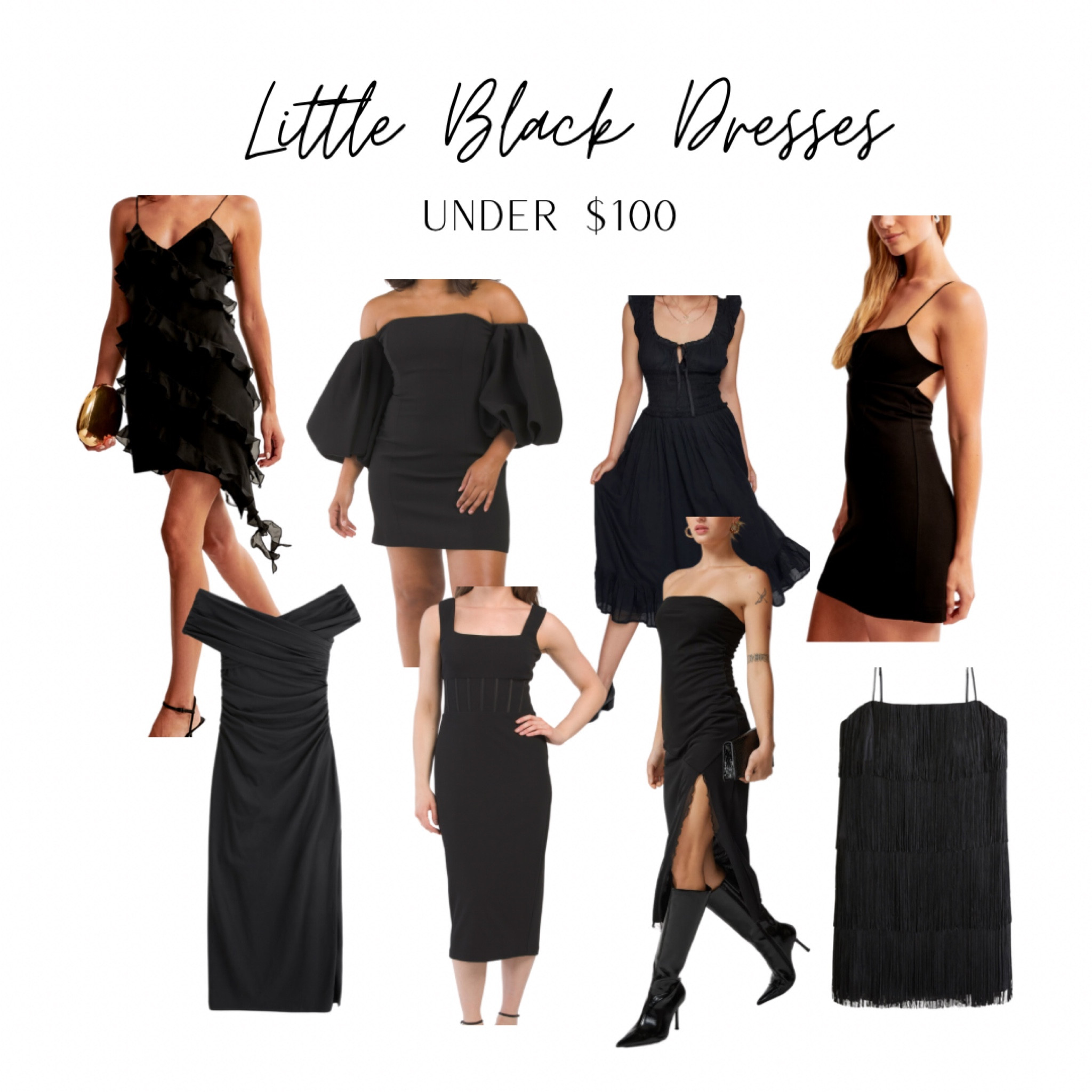Beautiful black dresses under $100! Fringe, ruffles, puff sleeves - so many fun details.🙌🏻😍

#LTKStyleTip #LTKFindsUnder100 #LTKSummerSales