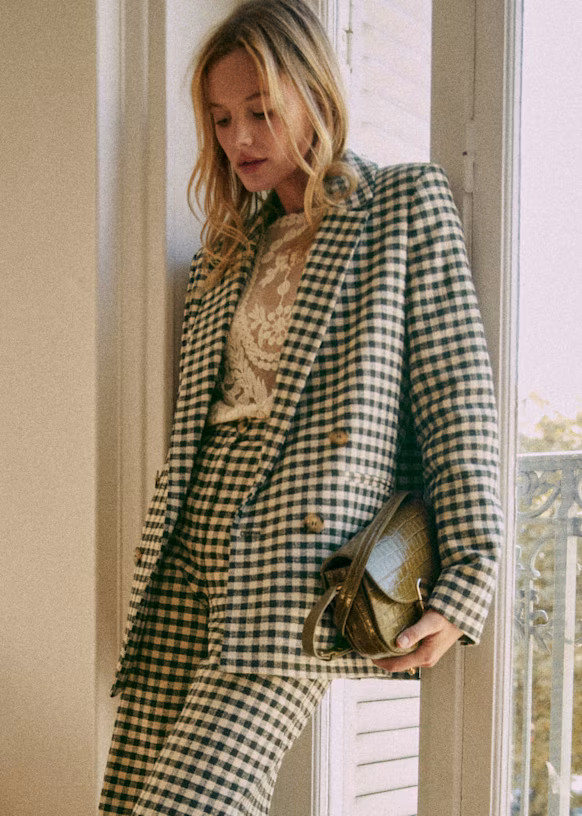 Chelsea Jacket - Ecru khaki gingham - Organic Cotton - Sézane | Sezane Paris - US