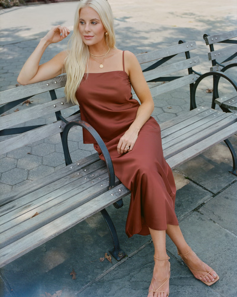 Satin Midi Skirt | Abercrombie & Fitch (US)