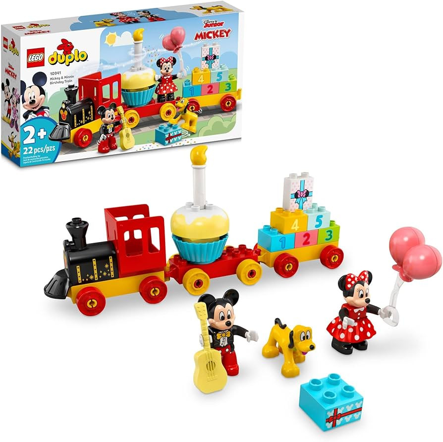 LEGO DUPLO Disney Mickey & Minnie Mouse Birthday Train Toy - Building Blocks for Toddlers, Ages 2... | Amazon (US)