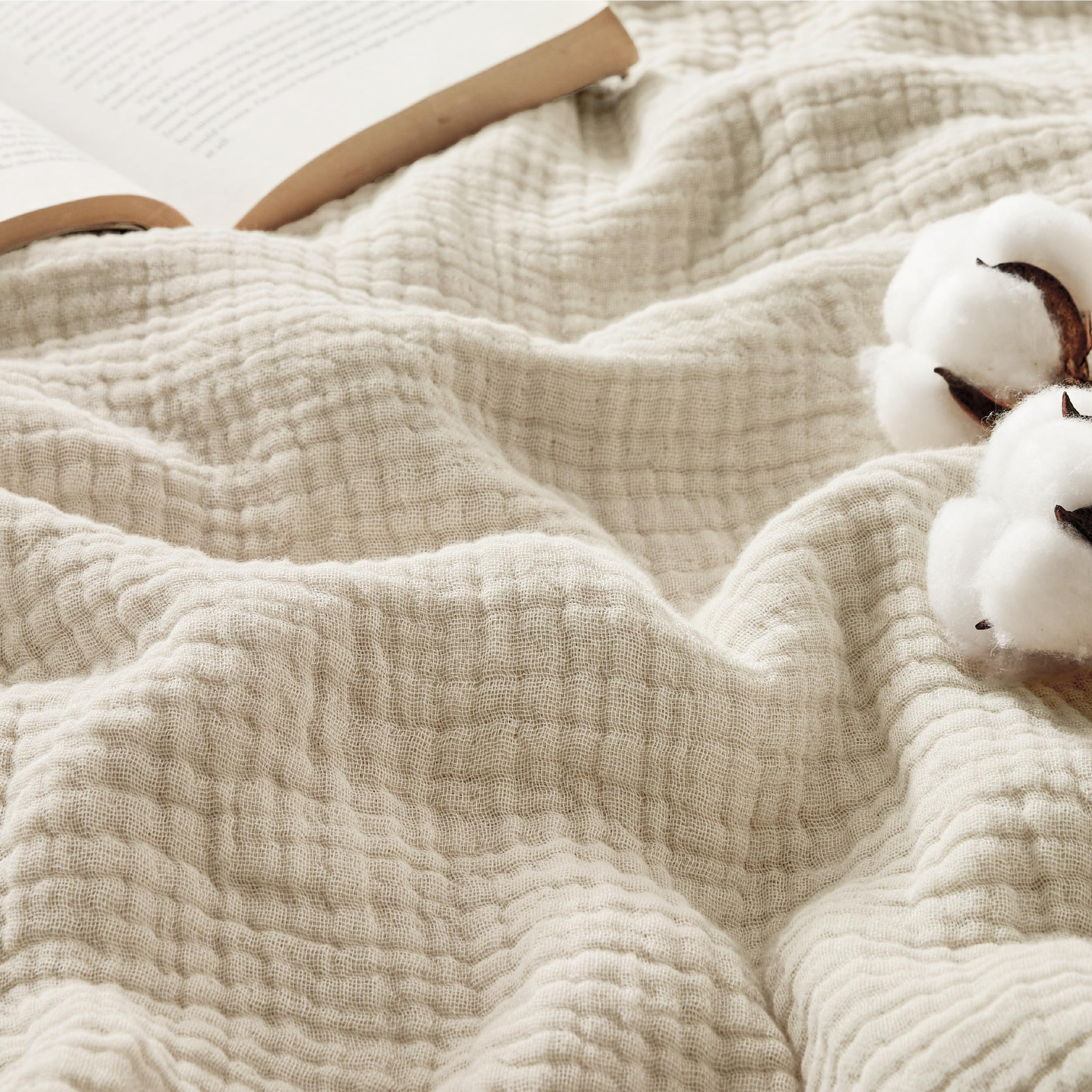 Bedsure 100% Cotton Muslin Blanket King Size for Bed - 4-Layer Breathable and Lightweight Thin So... | Amazon (US)