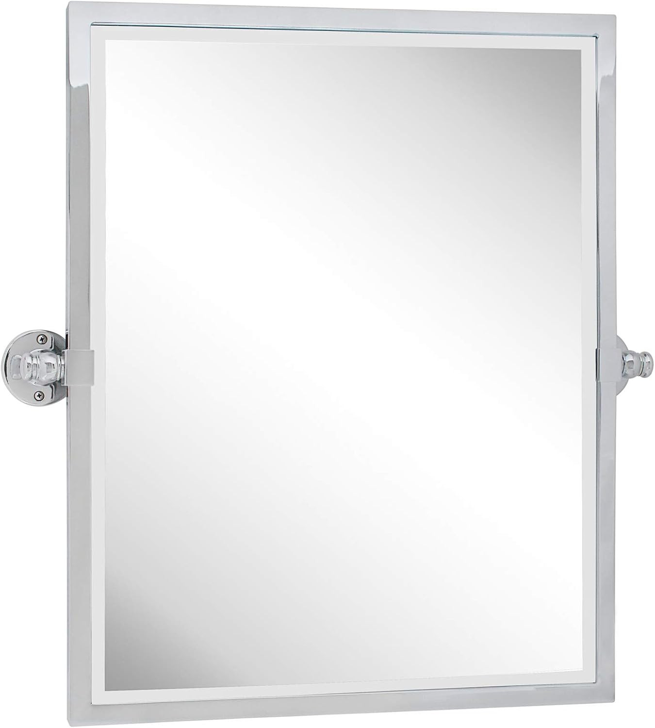 23x24''Polished Silver Metal Framed Pivot Rectangle Bathroom Mirror in Stainless Steel Tilting Be... | Amazon (US)