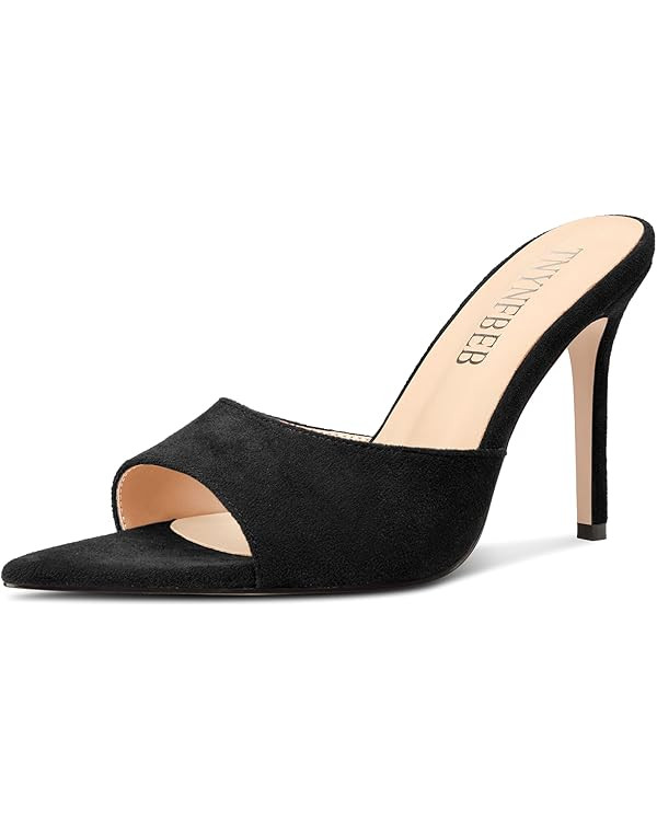 TNYNFBEB Womens Stiletto High Heel Pointed Open Toe Sandals Mules Shoes Slingback Slip-on Prom Pa... | Amazon (US)