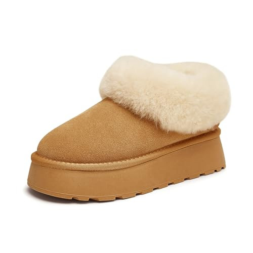 Women Platform Snow Boots Fuzzy Slippers Fluffy Mini Boots House Slippers Clogs Indoor Outdoor | Amazon (US)