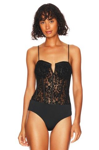 superdown Eileen Lace Cami Bodysuit in Black from Revolve.com | Revolve Clothing (Global)