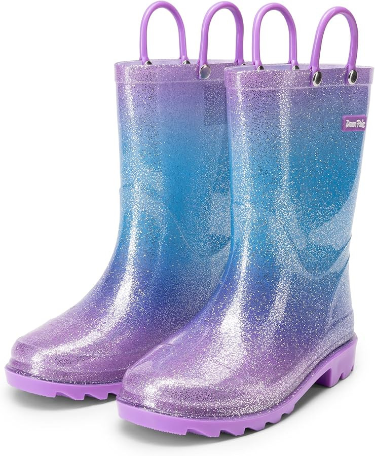 DREAM PAIRS Kids Rain Boots Glitter Boys Girls with Easy-on Handles Sparkly Waterproof Boots Outd... | Amazon (US)