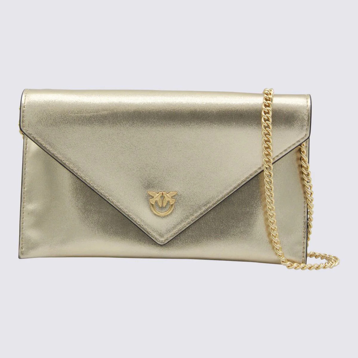 Pinko Gold Tone Leather Crossbody Bag | Baltini