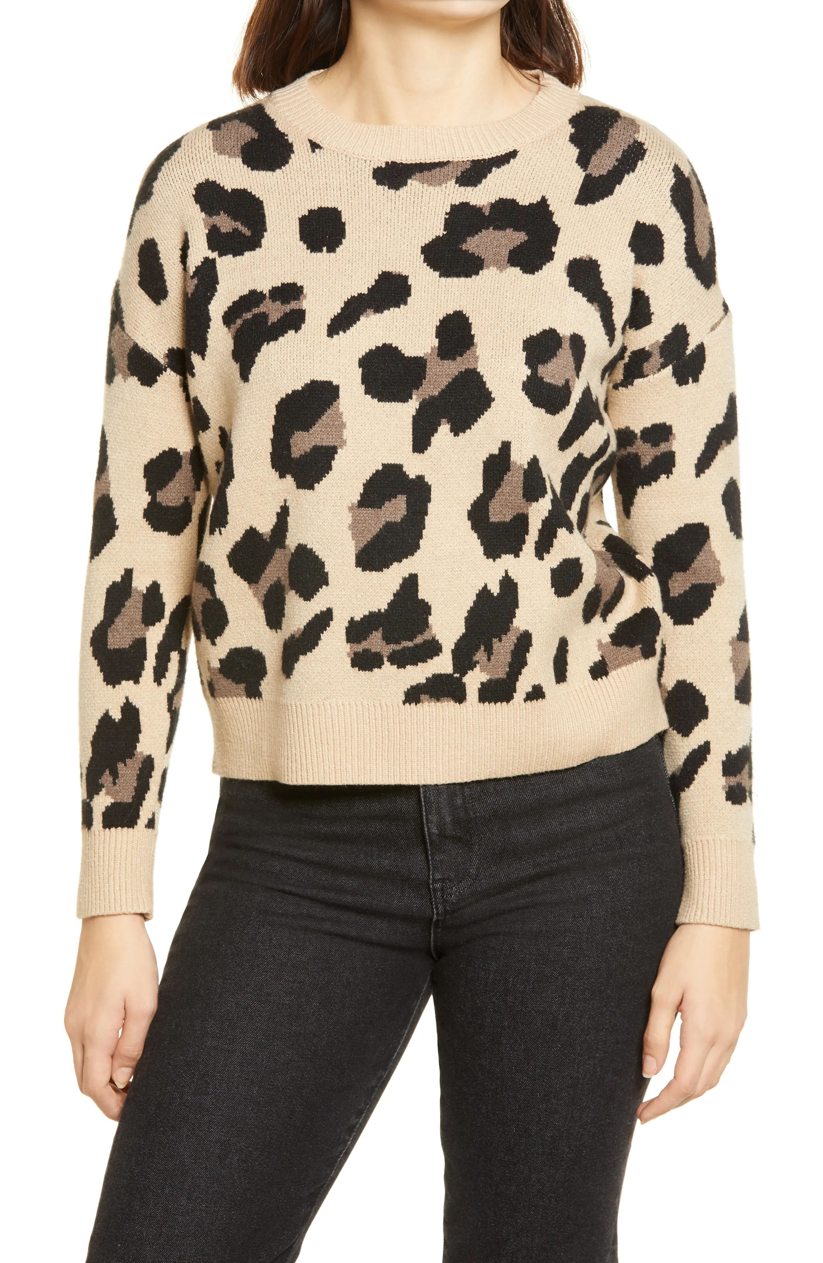 Women's Lulus Roam Free Leopard Sweater, Size Small/Medium - Beige | Nordstrom