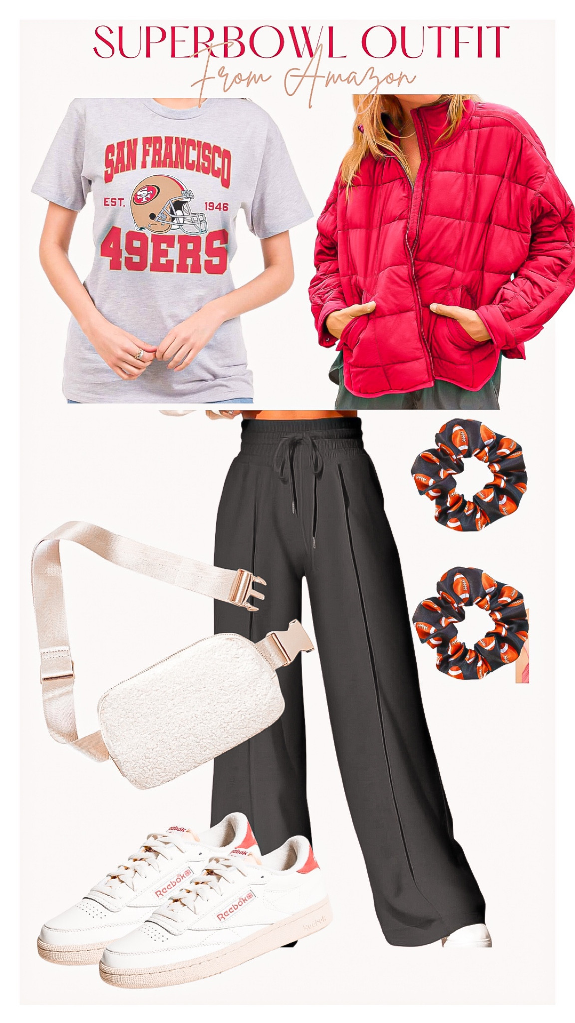 Super Bowl Outfit 🏈

If you’re rooting for the 49ers- this outfit is for you ! 🖤

Super Bowl outfit, football outfit, football shirt, 49ers outfit, red jacket, winter fashion, black joggers, black pants, Sherpa belt bag, crossbody bag, scrunchies, football scrunchies 

#LTKparties #LTKstyletip #LTKMostLoved