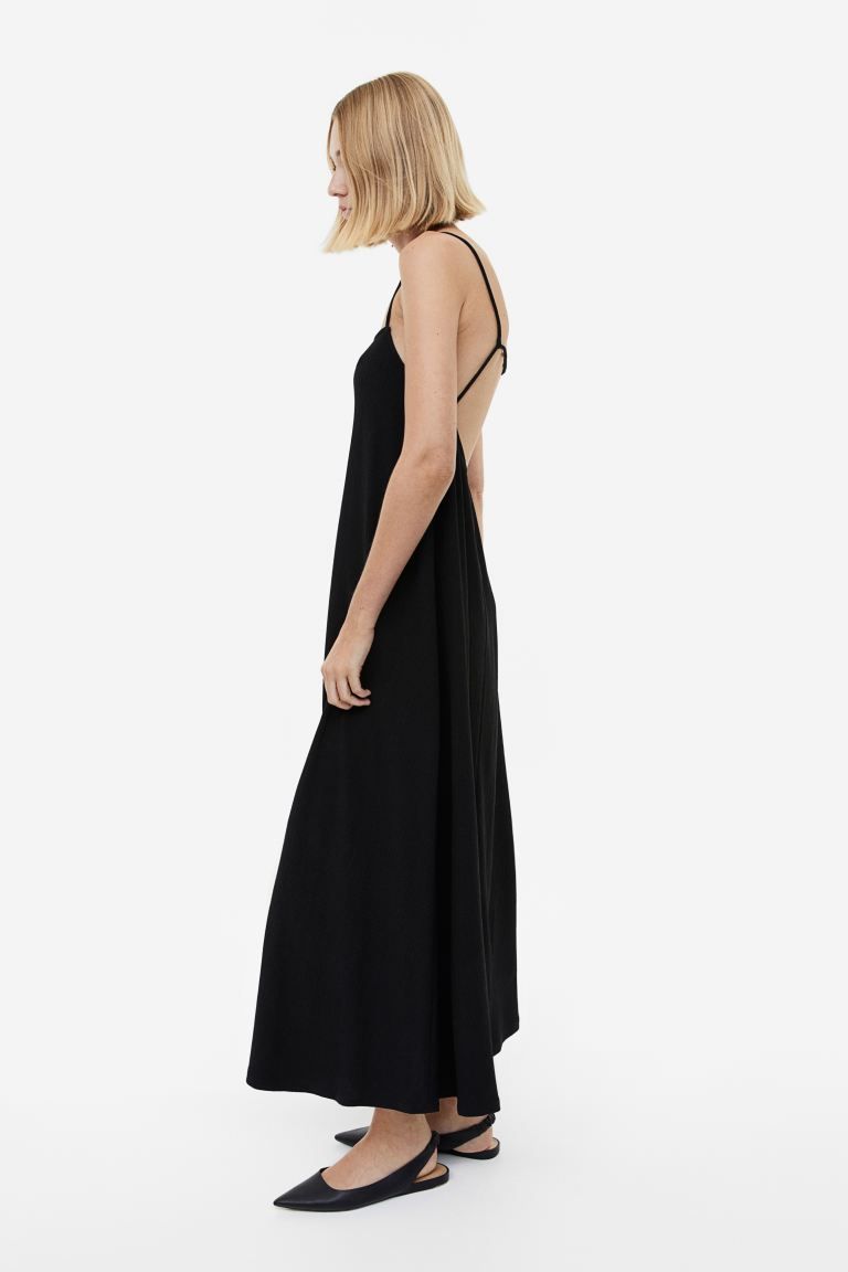 Textured Slip Dress - Black - Ladies | H&M US | H&M (US + CA)
