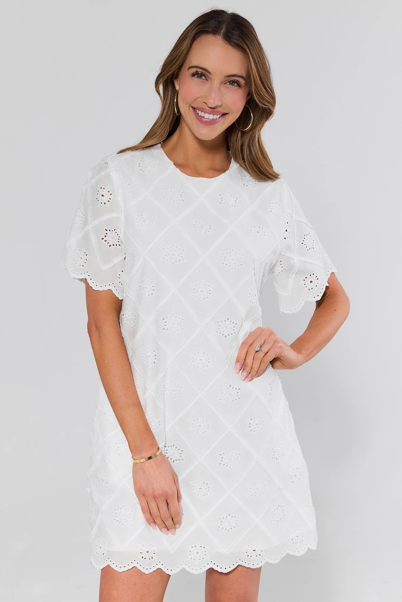 Frances White Embroidered Short Dress | Avara