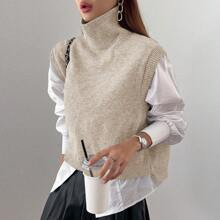 High Neck Sweater Vest Without Blouse | SHEIN