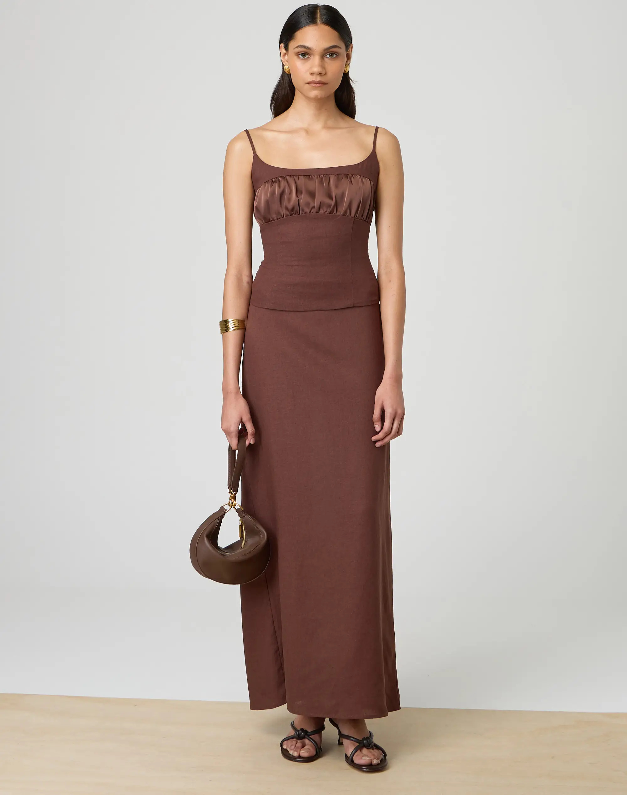 Ruched Satin Bust Linen Blend Cami | Glassons (Australia)