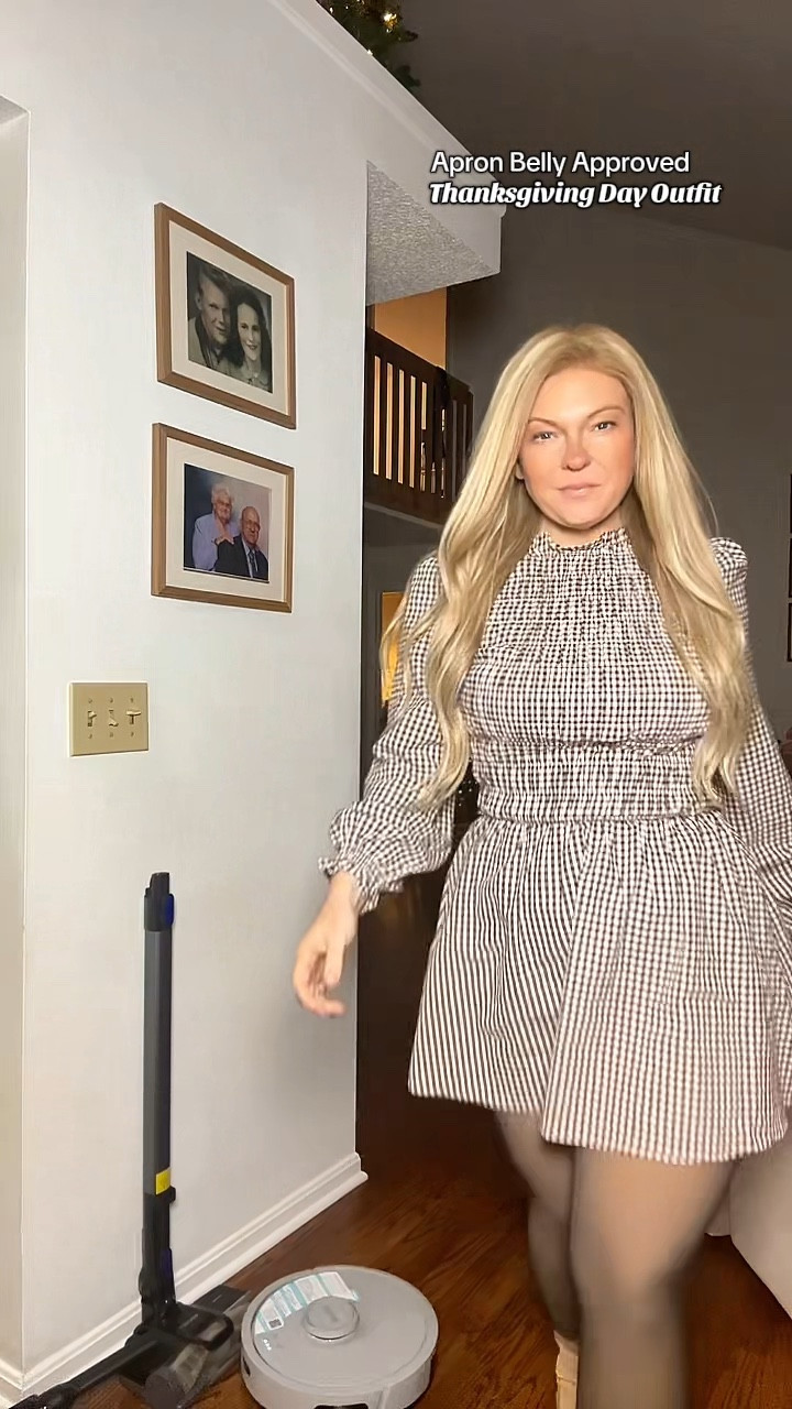 The shape of this dress was MADE for the girls with non flat stomach. Which is perfect for Thanksgiving ♥️😍 for reference: 
165ish 
5'2 & DD
36-31-42
Size Large 

Paired with SkinTights and my DREAMBOOTS of course ♥️ 

#LTKStyleTip #LTKootd #LTKMidsize