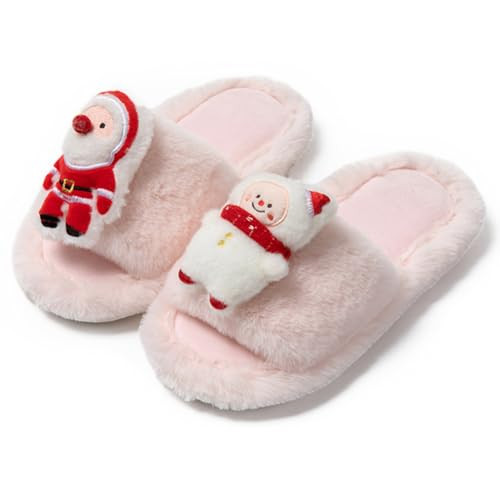 FRGITYGIFT Christmas Slippers for Women Men, Soft Plush Warm House Slippers, Reindeer Santa Claus Cartoon Slippers, Comfy Indoor Outdoor Slip On House Shoes, Christmas Halloween Gifts | Amazon (US)