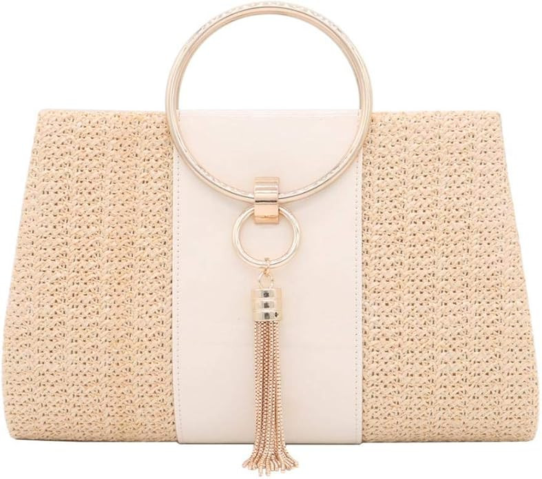 Straw Crossbody Handbag Evening Bag Clutch Purses for Women, Elegant Summer Beach Tote Tassels St... | Amazon (US)