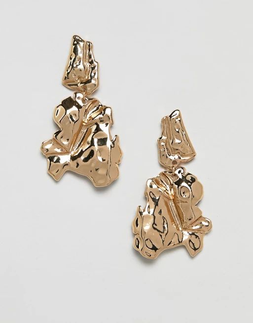 ASOS DESIGN earrings in organic metal design in gold | ASOS US