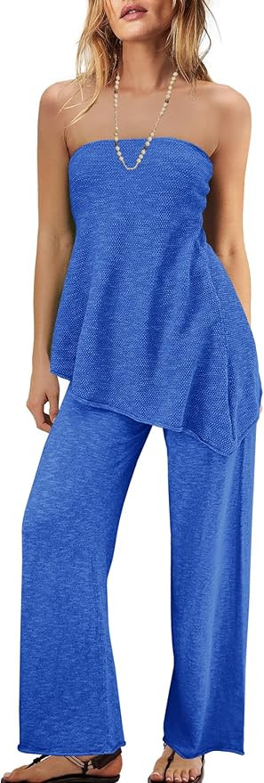 Panadila Womens Off Shoulder Sweater Set 2 Piece Outfits Summer Vacation Knit Matching Lounge Set... | Amazon (US)