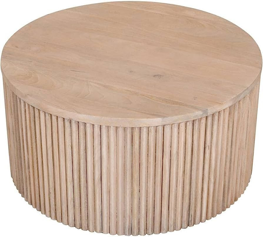 Meridian Furniture Oakhill Collection Modern | Contemporary Round White Oak Finish Coffee Table, ... | Amazon (US)