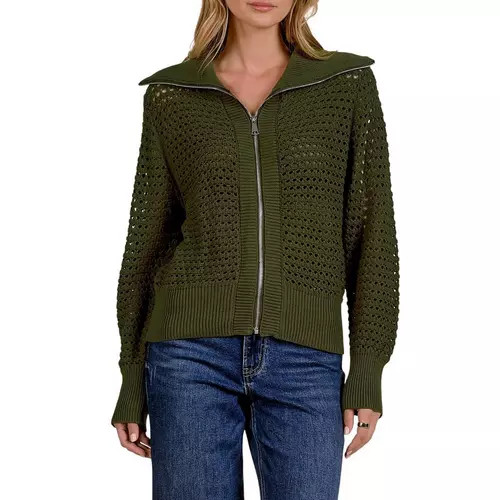 Women's Aura Mia Open Knit Full Zip Sweater | Scheels Sports