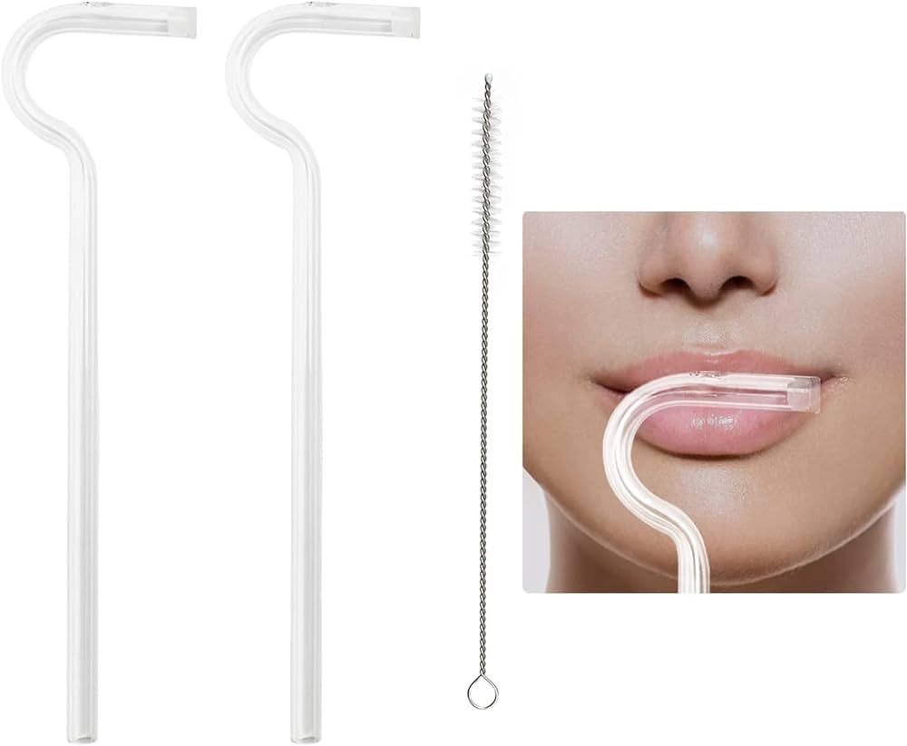 Aiplutas Anti Wrinkle Straw-Reusable Glass Drinking Straw for Stanley Tumbler, Engage Lips Horizo... | Amazon (US)