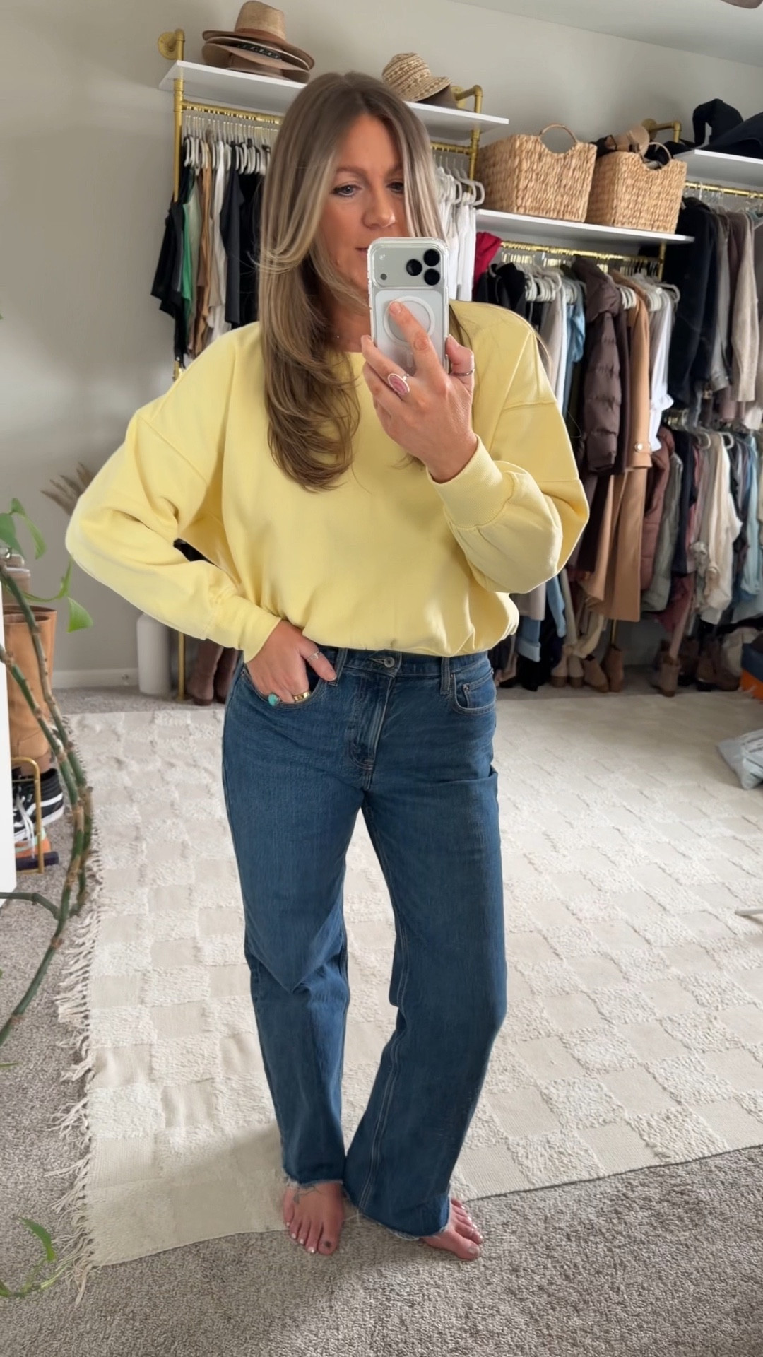 Sized up to XL in sweatshirt, 30 long jeans (on sale with code: AF20) 

#LTKTall #LTKOver40