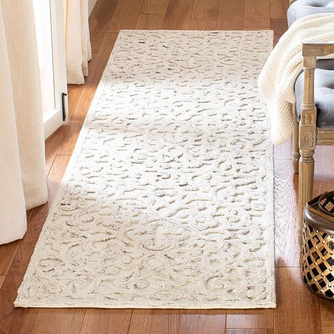 SAFAVIEH Trace Collection Runner Rug - 2'3" x 12', Camel & Ivory, Handmade Wool, Ideal for High T... | Amazon (US)