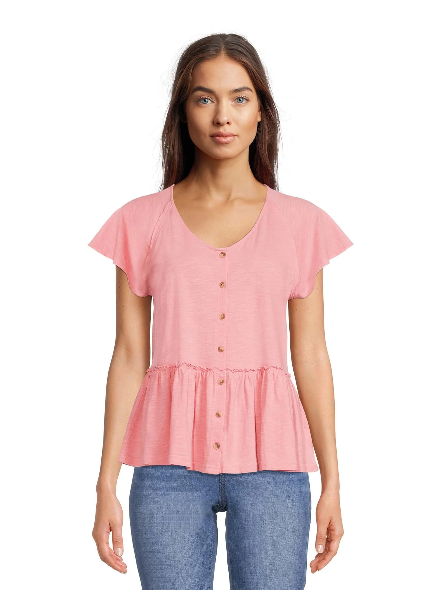 Time and Tru Women's Peplum Top, Sizes XS-XXXL | Walmart (US)