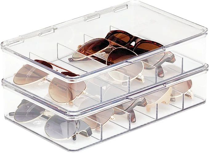 mDesign Plastic Hard Shell Stackable Eyeglass Case Storage Organizer, Hinged Lid for Unisex Sungl... | Amazon (US)