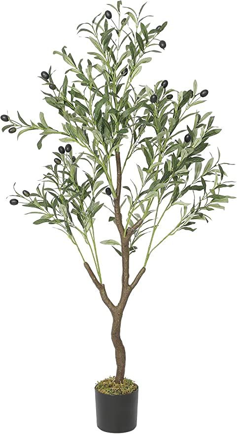 VIAGDO Artificial Olive Tree 4ft Tall Fake Potted Olive Silk Tree with Planter Large Faux Olive B... | Amazon (US)
