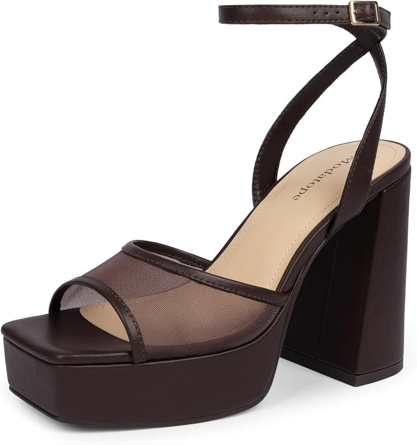 Modatope Platform Heels for Women Platform Sandals Womens Chunky Heel Open Toe Pumps Ankle Strap ... | Amazon (US)