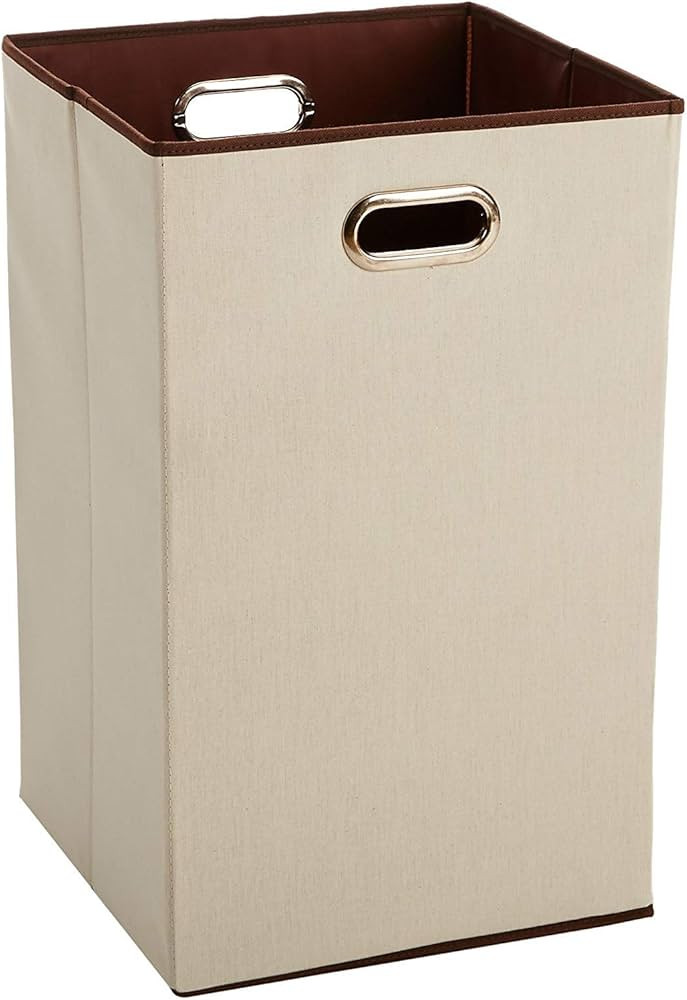 Amazon Basics Rectangular Foldable Laundry Basket Hamper, Beige,Brown | Amazon (US)