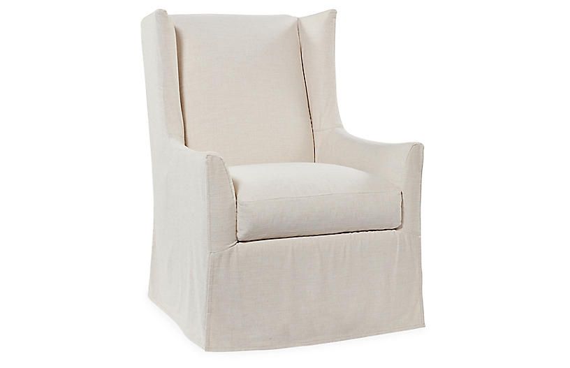 Lili Swivel Chair, Ivory | One Kings Lane