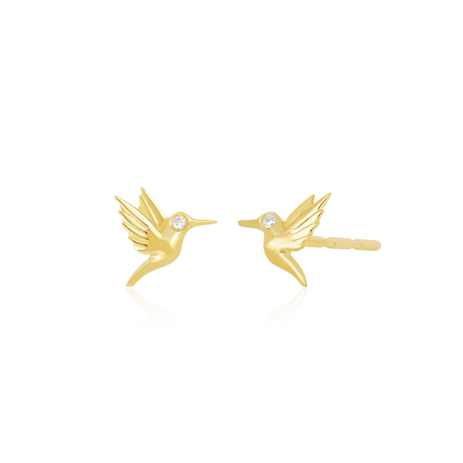 Mini Hummingbird Stud Earring14k Yellow Gold / Single | EF Collection