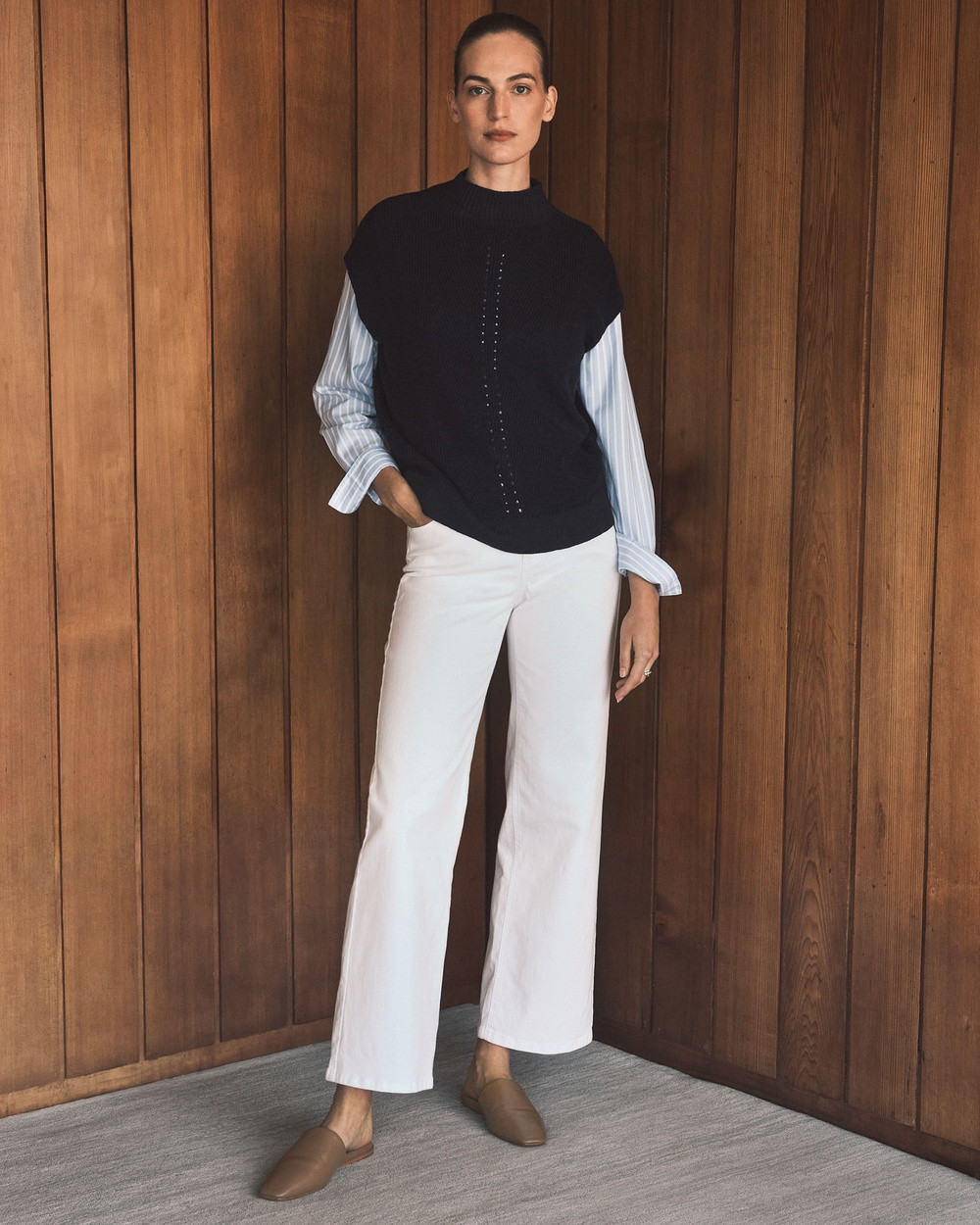 Trenery - Australian Cotton Blend Wide Leg Jean in White - Pants (White) Australian Cotton Blend Wide Leg Jean in White | THE ICONIC (AU & NZ)