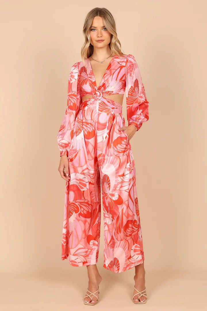 Melanie Wide Leg Jumpsuit - Pink/Red | Petal & Pup (US)