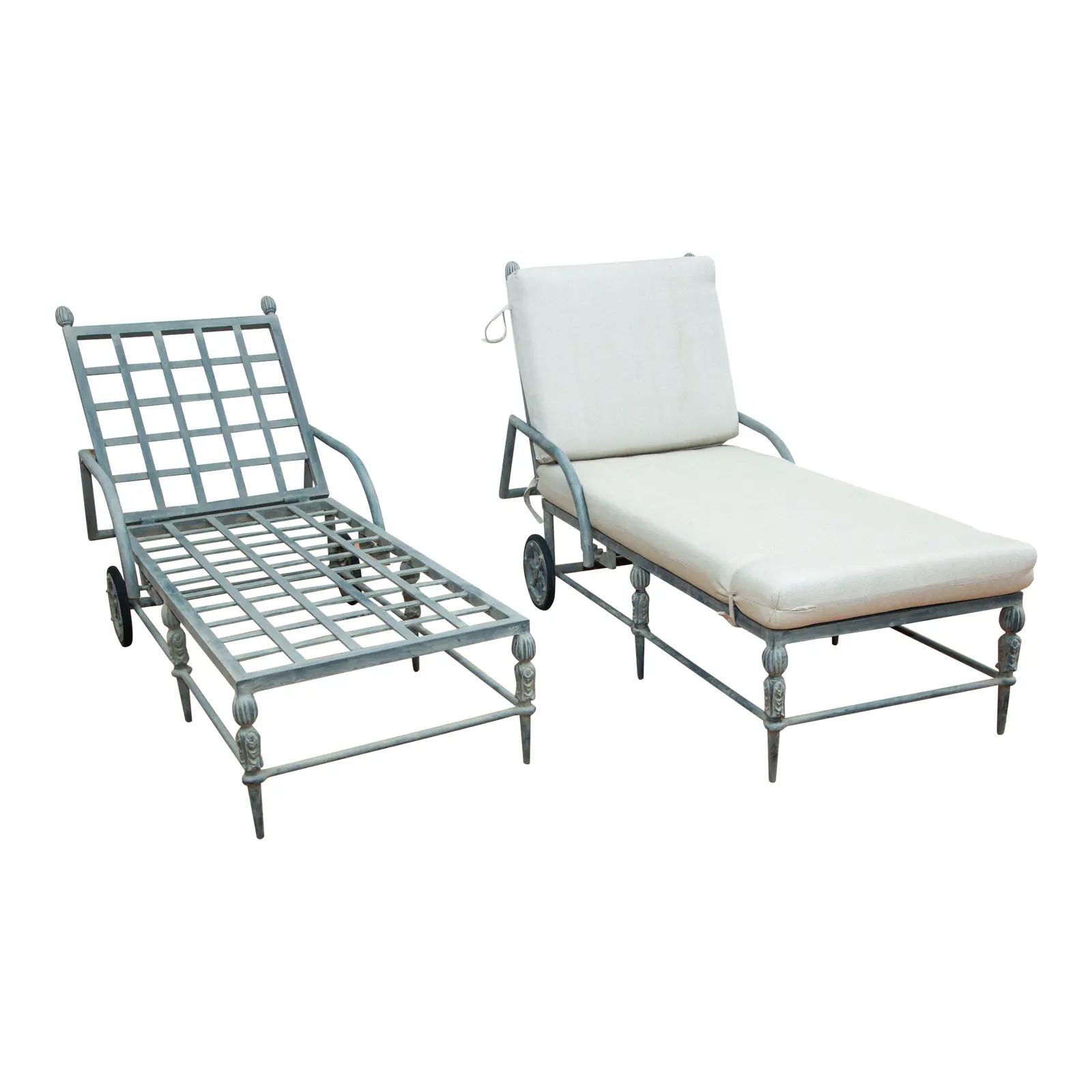 Michael Taylor "Montecito" Outdoor Garden Chaise Lounge Set of Two Bronze Patina | Chairish