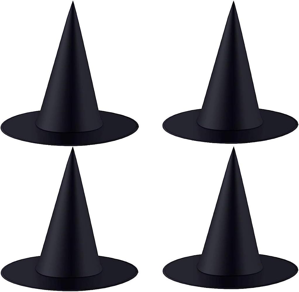 Edoneery 4 Piece Halloween Witch Hat Witch Costume Accessory for Halloween Christmas Party Black | Amazon (US)
