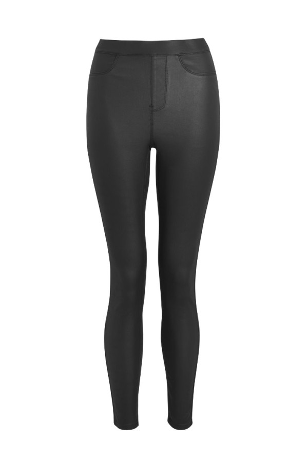 Black Coated Jeggings | Sosandar