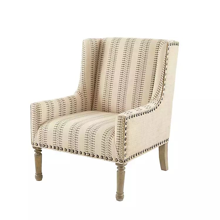 Natural Cara Stripe Accent Chair | Kirkland's Home