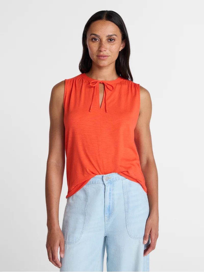 Time and Tru Women’s Tie Front Sleeveless Top, Sizes XS-XXXL | Walmart (US)