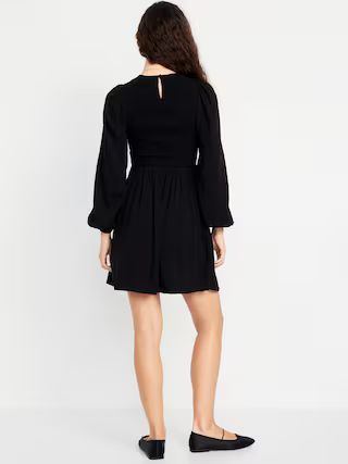 Fit &amp;amp; Flare Long-Sleeve Mini Dress | Old Navy (US)