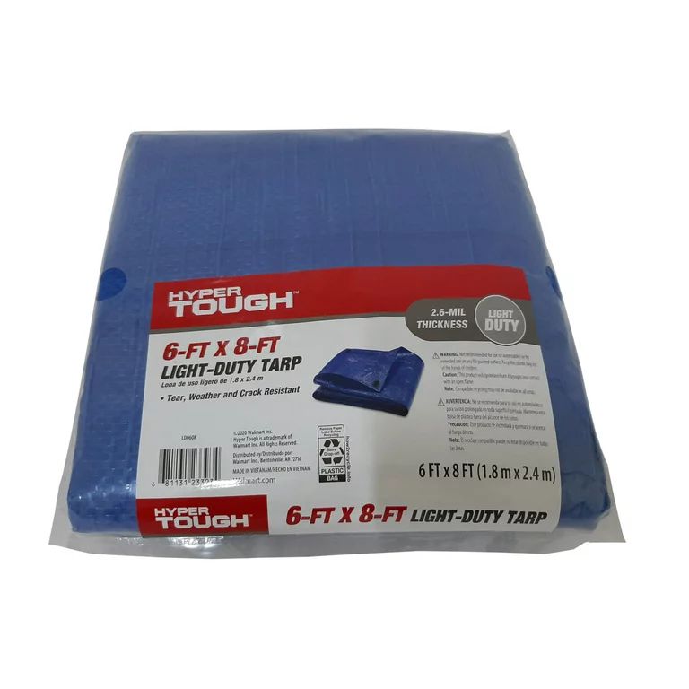Hyper Tough Weather Resistant Light Duty 6 x 8' Polyethylene Tarp | Walmart (US)