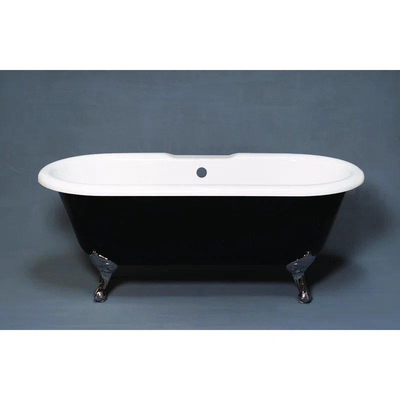 P1158 Arcadia Black and White 66" Double Ended Clawfoot Acrylic Tub without Faucet Holes | Wayfair North America
